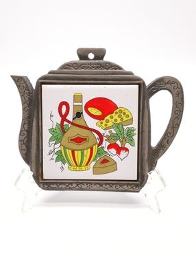 Vintage Seven Star Cast Iron & Ceramic Teapot Trivet – Made in Taiwan